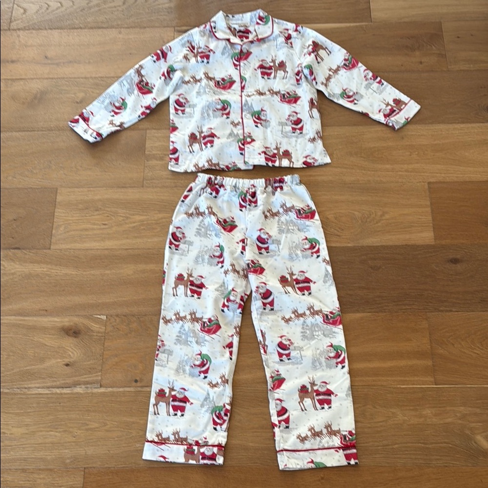Pottery Barn Kids Santa and Rudolph Kids Pajamas